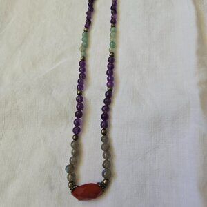 POLISHED STONE AND SILVER NECKLACE FROM INDIA